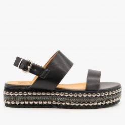 Beast Shoes Newest Arrivals Braid And Stud Trimmed Flatform Sandals