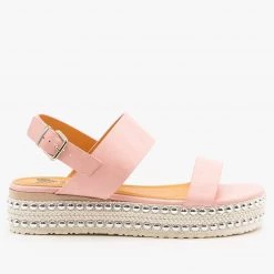 Beast Shoes Newest Arrivals Braid And Stud Trimmed Flatform Sandals