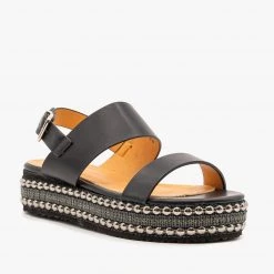 Beast Shoes Newest Arrivals Braid And Stud Trimmed Flatform Sandals