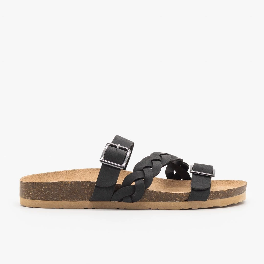 Soda Shoes Braided Buckle Strap Slide Sandal 6 Soda Shoes Braided Buckle Strap Slide Sandal
