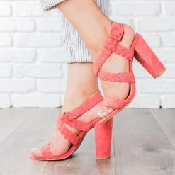 Qupid Shoes Braided Criss Cross Strap Heels