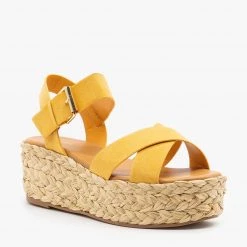 Qupid Shoes Newest Arrivals Braided Espadrille Platform Sandals