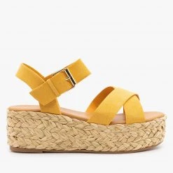 Qupid Shoes Newest Arrivals Braided Espadrille Platform Sandals