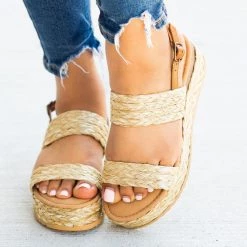 Bamboo Shoes Braided Rattan Sandal Wedges