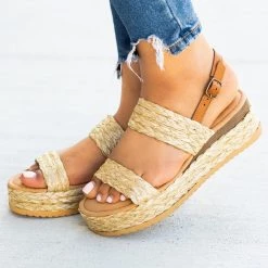 Bamboo Shoes Braided Rattan Sandal Wedges