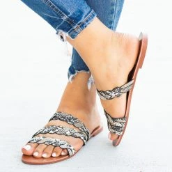 Qupid Shoes Braided Slip-On Sandals