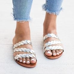 Qupid Shoes Braided Slip-On Sandals