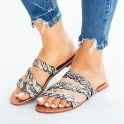 Qupid Shoes Braided Slip-On Sandals