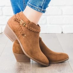 Soda Shoes Braided Strap Ankle Booties