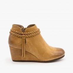 Mata Braided Tassel Wedge Booties
