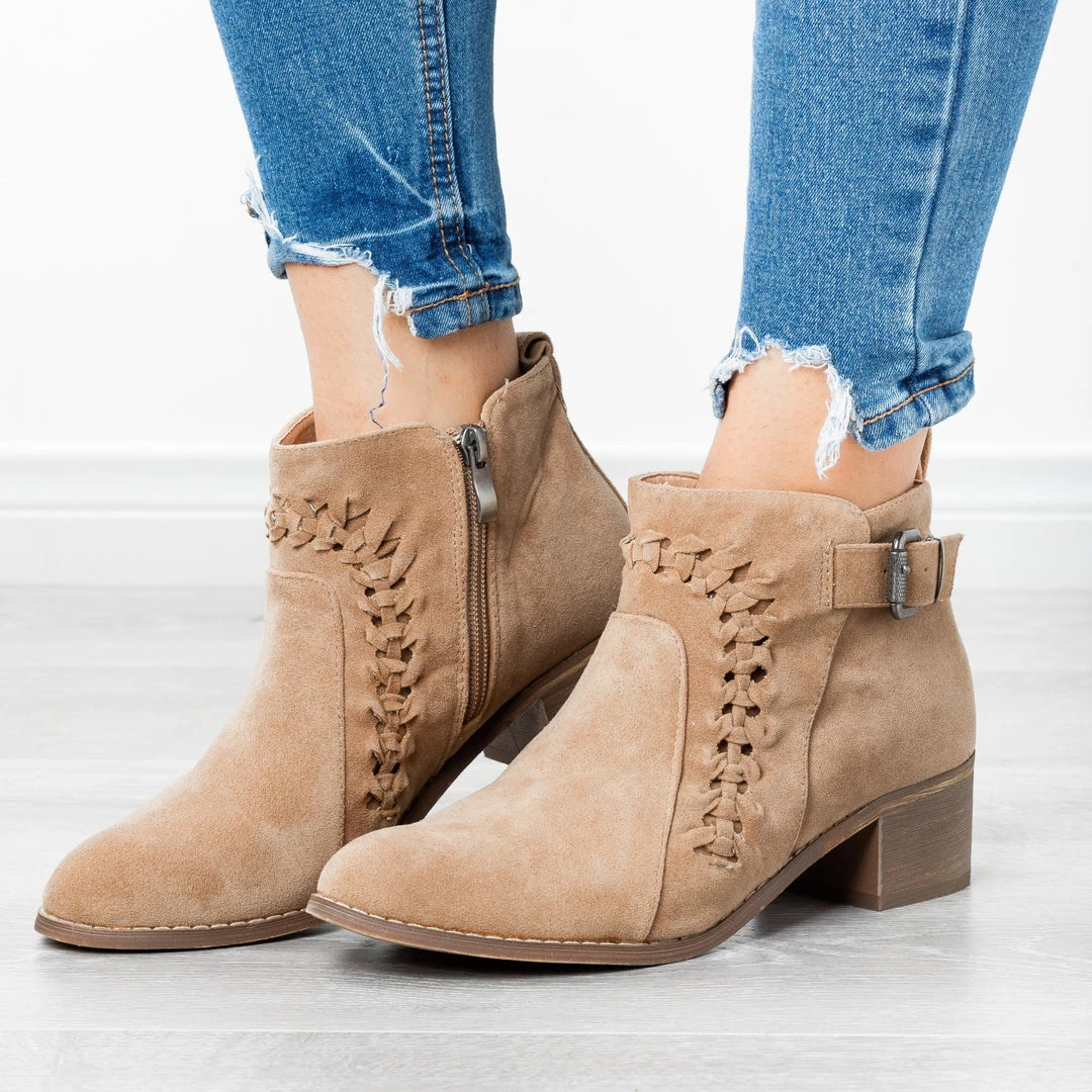AMS Shoes Newest Arrivals Braided Western Ankle Booties 7 AMS Shoes Newest Arrivals Braided Western Ankle Booties