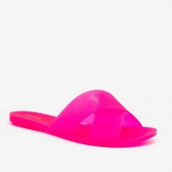 Qupid Shoes Newest Arrivals Bright Jelly Cross Strap Sandals