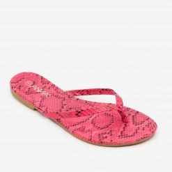 Anna Shoes Newest Arrivals Bright Snake Print Flip Flop Sandals