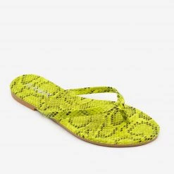 Anna Shoes Newest Arrivals Bright Snake Print Flip Flop Sandals