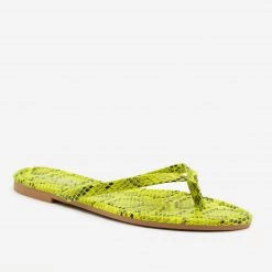 Anna Shoes Newest Arrivals Bright Snake Print Flip Flop Sandals