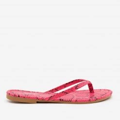 Anna Shoes Newest Arrivals Bright Snake Print Flip Flop Sandals
