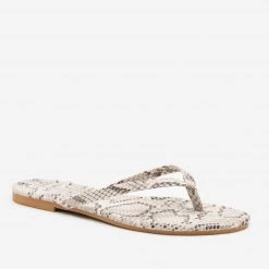Anna Shoes Newest Arrivals Bright Snake Print Flip Flop Sandals