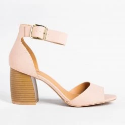 Qupid Shoes Buckle Ankle Strap Chunky Heels