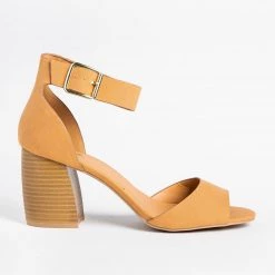 Qupid Shoes Buckle Ankle Strap Chunky Heels