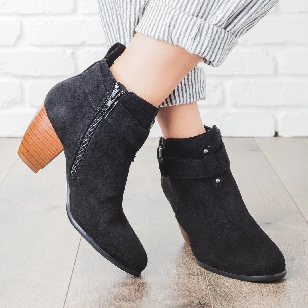 Qupid Shoes Buckled Chunky Heel Booties 2 Qupid Shoes Buckled Chunky Heel Booties