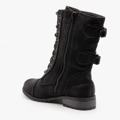 Wild Diva Shoes Buckled Classic Combat Boots Newest Arrivals