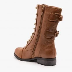 Wild Diva Shoes Buckled Classic Combat Boots Newest Arrivals