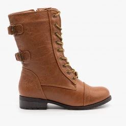 Wild Diva Shoes Buckled Classic Combat Boots Newest Arrivals