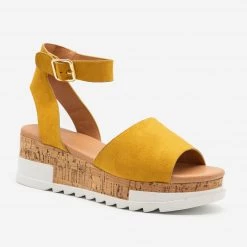 Top Moda Buckled Cork Platform Sandals Newest Arrivals