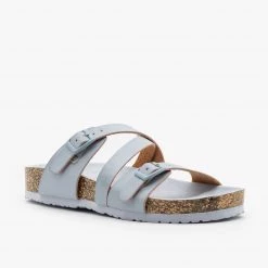 Qupid Shoes Buckled Criss-Cross Slides