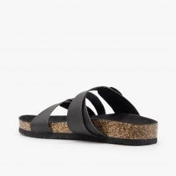 Qupid Shoes Buckled Criss-Cross Slides