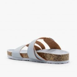Qupid Shoes Buckled Criss-Cross Slides