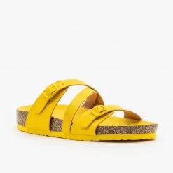 Qupid Shoes Buckled Criss-Cross Slides