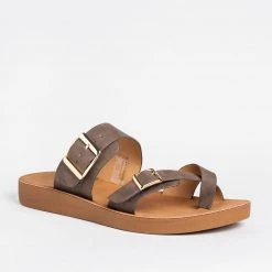 Top Moda Newest Arrivals Buckled Criss Cross Toe Hold Sandals