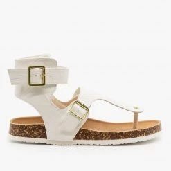 Qupid Shoes Buckled Crocodile Cork Slides Newest Arrivals