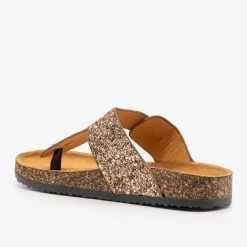 Anna Shoes Buckled Glitter Cork Sandals Newest Arrivals