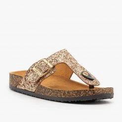 Anna Shoes Buckled Glitter Cork Sandals Newest Arrivals