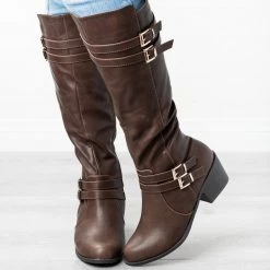 Fashion Focus Newest Arrivals Buckled Heeled Riding Boots