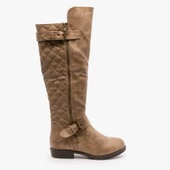 Glaze Buckled Quilted Riding Boots Newest Arrivals