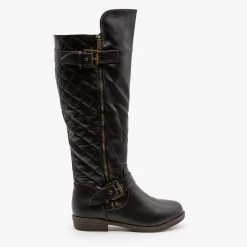 Glaze Buckled Quilted Riding Boots Newest Arrivals