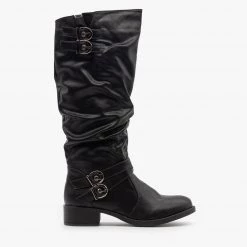 Fashion Focus Buckled Slouchy Riding Boots Newest Arrivals