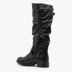Fashion Focus Buckled Slouchy Riding Boots Newest Arrivals