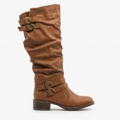 Fashion Focus Buckled Slouchy Riding Boots Newest Arrivals