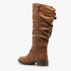 Fashion Focus Buckled Slouchy Riding Boots Newest Arrivals