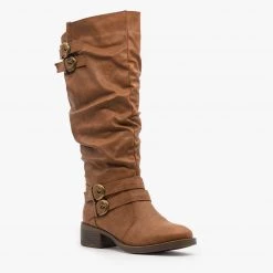 Fashion Focus Buckled Slouchy Riding Boots Newest Arrivals
