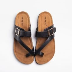 Bamboo Shoes Buckled Strap Toe-Hold Cork Slides