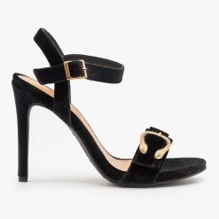 Anne Michelle Buckled Velvet Stiletto Heels