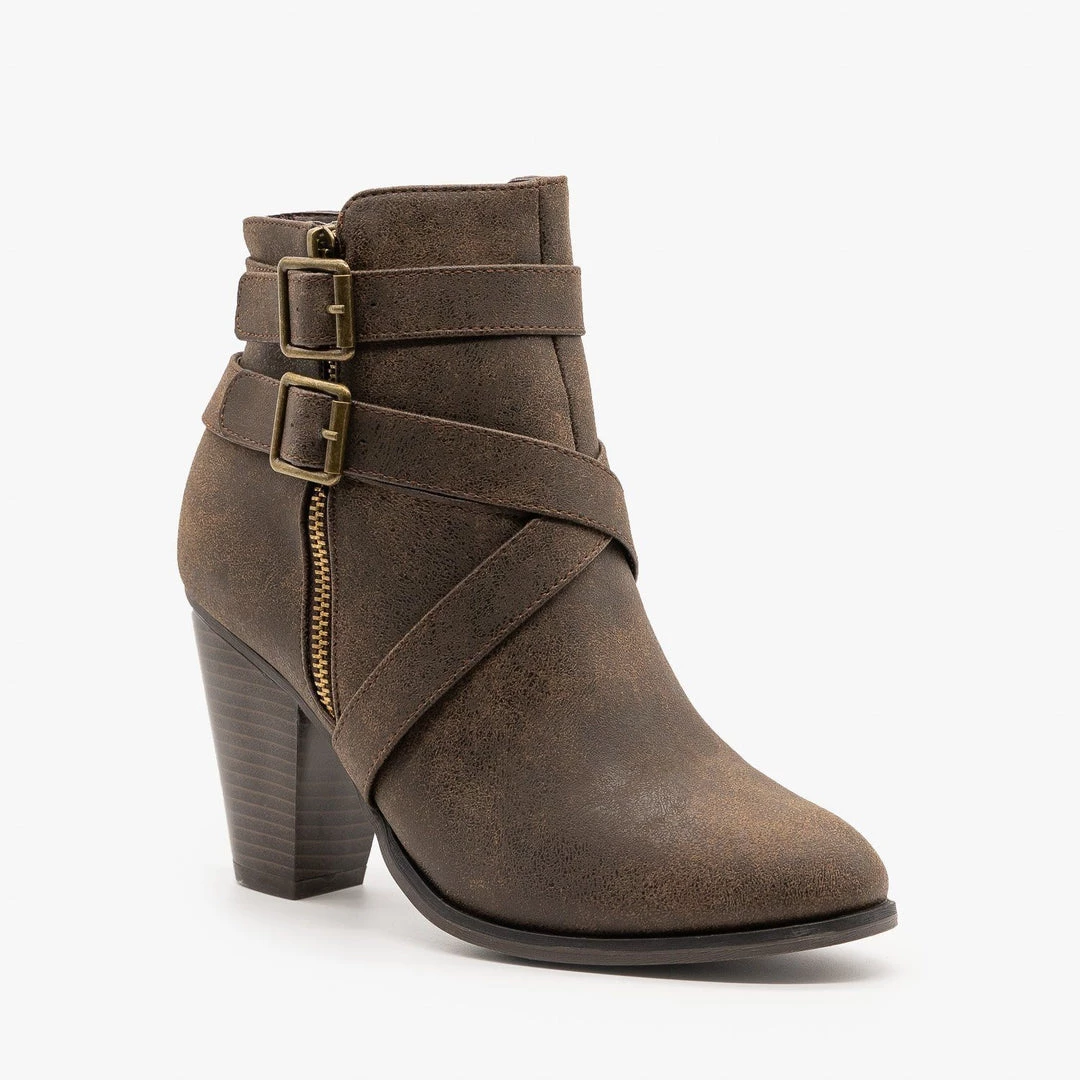 Forever Newest Arrivals Burnished Cross Strap Booties FINAL SALE 5 Forever Newest Arrivals Burnished Cross Strap Booties FINAL SALE