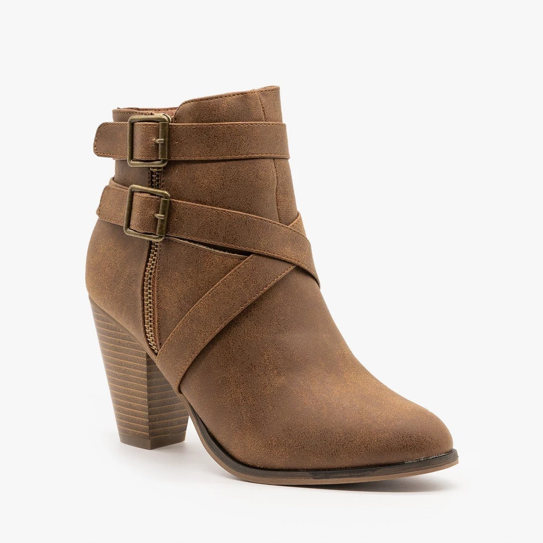 Forever Newest Arrivals Burnished Cross Strap Booties FINAL SALE 2 Forever Newest Arrivals Burnished Cross Strap Booties FINAL SALE