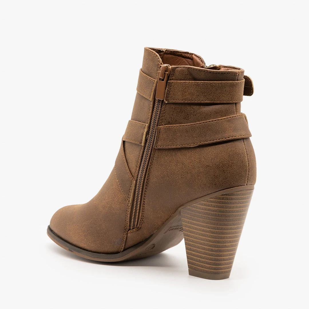 Forever Newest Arrivals Burnished Cross Strap Booties FINAL SALE 3 Forever Newest Arrivals Burnished Cross Strap Booties FINAL SALE