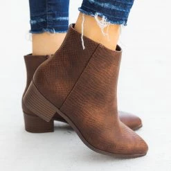 City Classified Shoes Burnished Snake Print Booties Newest Arrivals